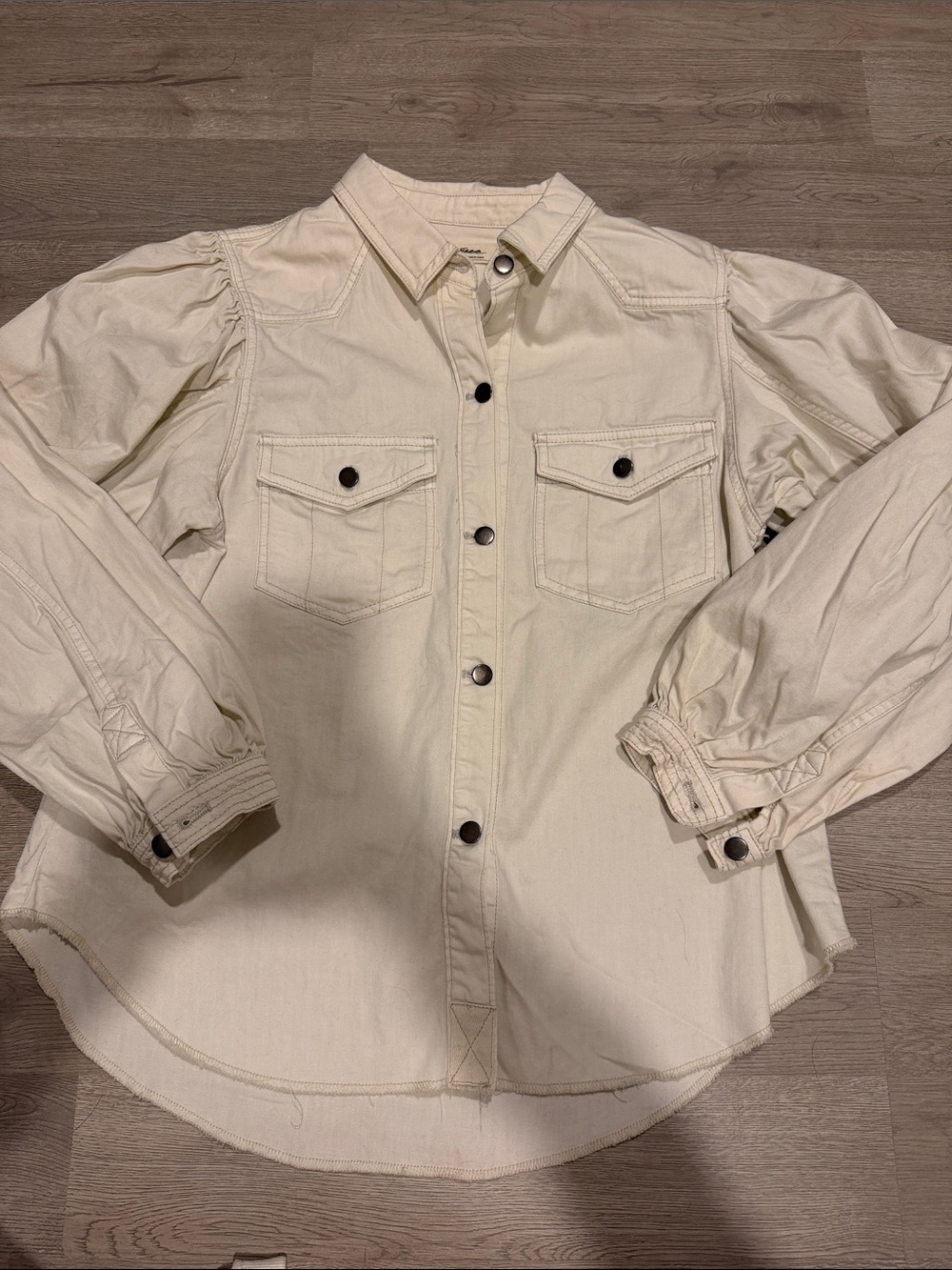 NWOT We The Free Off-White Button-Up Western Canvas Top
